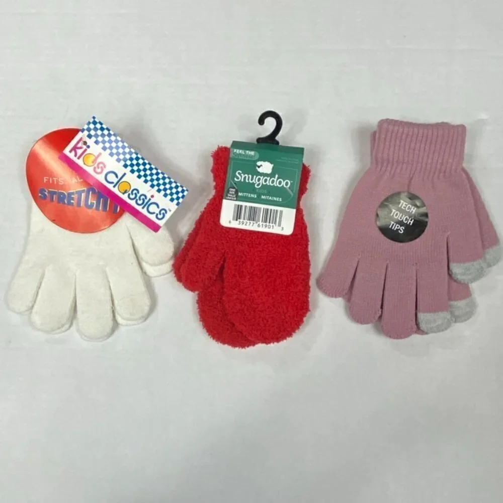Girls Stretch Mittens Gloves, three pairs, gift set, NWT
